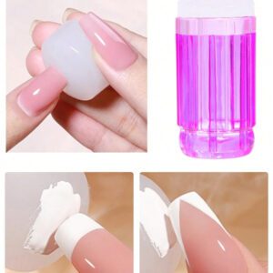 2 pièces/set Kit de tampon et grattoir en silicone pour nail art français, comprenant un grattoir transparent, un outil de peinture et d'impression par transfert en silicone pour manucure, fournitures pour ongles, outils pour ongles, outils de nail art, rentrée scolaire, ongles, outils pour ongles à clipser