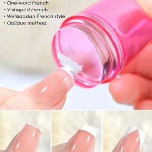 2 pièces/set Kit de tampon et grattoir en silicone pour nail art français, comprenant un grattoir transparent, un outil de peinture et d'impression par transfert en silicone pour manucure, fournitures pour ongles, outils pour ongles, outils de nail art, rentrée scolaire, ongles, outils pour ongles à clipser