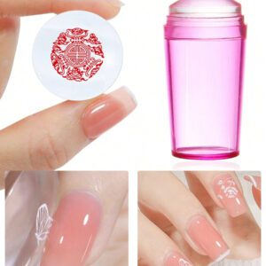 2 pièces/set Kit de tampon et grattoir en silicone pour nail art français, comprenant un grattoir transparent, un outil de peinture et d'impression par transfert en silicone pour manucure, fournitures pour ongles, outils pour ongles, outils de nail art, rentrée scolaire, ongles, outils pour ongles à clipser