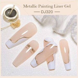 Ensemble de 4 pièces vernis à ongles en gel de doublure de peinture, vernis à ongles en gel métallique miroir, vernis à ongles en gel noir blanc avec ligne d'araignée peinte, pour l'art des ongles, le dessin acrylique, la conception des ongles français, kit de manucure de salon de maison pour femmes