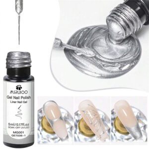 3 pièces/set Traceur de gel métallique pour Nail Art, ensemble de vernis à ongles en gel chrome or argent. Avec un pinceau fin intégré. Nécessite une peinture au métal, un vernis rayure et un gel de polymérisation pour une utilisation à la maison ou au salon.