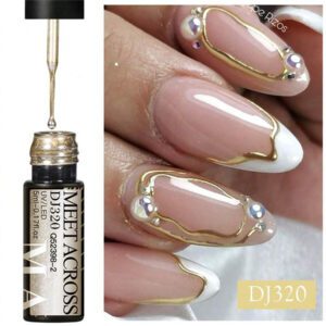 Ensemble de 4 pièces vernis à ongles en gel de doublure de peinture, vernis à ongles en gel métallique miroir, vernis à ongles en gel noir blanc avec ligne d'araignée peinte, pour l'art des ongles, le dessin acrylique, la conception des ongles français, kit de manucure de salon de maison pour femmes