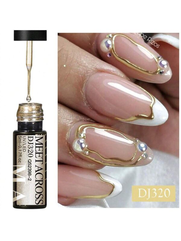 Ensemble de 4 pièces vernis à ongles en gel de doublure de peinture, vernis à ongles en gel métallique miroir, vernis à ongles en gel noir blanc avec ligne d'araignée peinte, pour l'art des ongles, le dessin acrylique, la conception des ongles français, kit de manucure de salon de maison pour femmes – Image 23