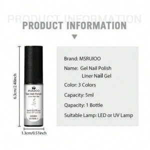3 pièces/set Traceur de gel métallique pour Nail Art, ensemble de vernis à ongles en gel chrome or argent. Avec un pinceau fin intégré. Nécessite une peinture au métal, un vernis rayure et un gel de polymérisation pour une utilisation à la maison ou au salon.
