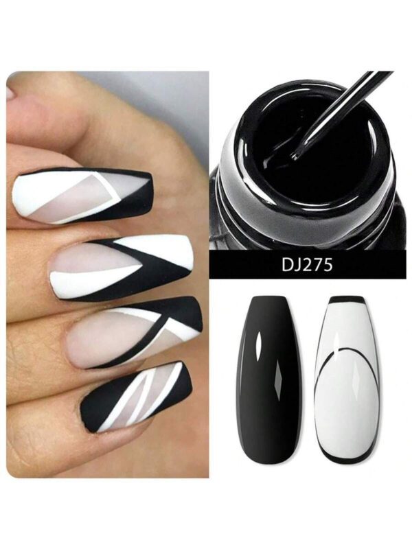Ensemble de 4 pièces vernis à ongles en gel de doublure de peinture, vernis à ongles en gel métallique miroir, vernis à ongles en gel noir blanc avec ligne d'araignée peinte, pour l'art des ongles, le dessin acrylique, la conception des ongles français, kit de manucure de salon de maison pour femmes – Image 39