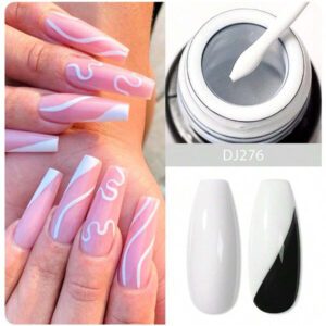 Ensemble de 4 pièces vernis à ongles en gel de doublure de peinture, vernis à ongles en gel métallique miroir, vernis à ongles en gel noir blanc avec ligne d'araignée peinte, pour l'art des ongles, le dessin acrylique, la conception des ongles français, kit de manucure de salon de maison pour femmes