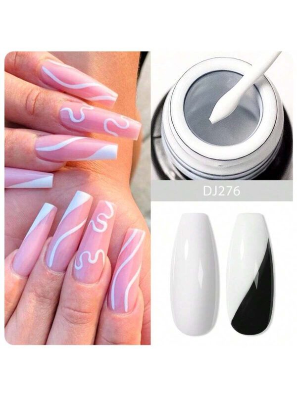 Ensemble de 4 pièces vernis à ongles en gel de doublure de peinture, vernis à ongles en gel métallique miroir, vernis à ongles en gel noir blanc avec ligne d'araignée peinte, pour l'art des ongles, le dessin acrylique, la conception des ongles français, kit de manucure de salon de maison pour femmes – Image 40