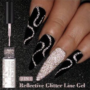 Ensemble de 4 pièces vernis à ongles en gel de doublure de peinture, vernis à ongles en gel métallique miroir, vernis à ongles en gel noir blanc avec ligne d'araignée peinte, pour l'art des ongles, le dessin acrylique, la conception des ongles français, kit de manucure de salon de maison pour femmes
