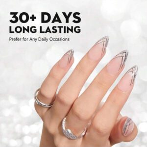 [Ultra-fin] Vernis à ongles en gel pour le nail art - Comprend un gel doré, argenté, blanc et noir avec un pinceau super-fin pour les lignes françaises, le graffiti et les motifs rayés - et un vernis en gel inodore
