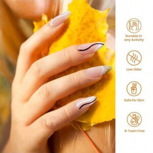 [Ultra-fin] Vernis à ongles en gel pour le nail art - Comprend un gel doré, argenté, blanc et noir avec un pinceau super-fin pour les lignes françaises, le graffiti et les motifs rayés - et un vernis en gel inodore