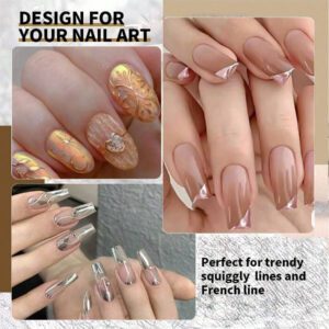 [Ultra-fin] Vernis à ongles en gel pour le nail art - Comprend un gel doré, argenté, blanc et noir avec un pinceau super-fin pour les lignes françaises, le graffiti et les motifs rayés - et un vernis en gel inodore