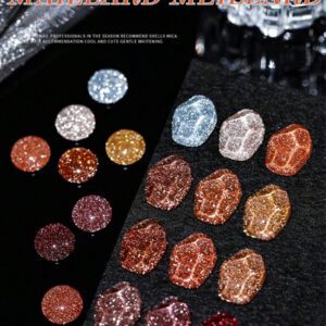 MIANEL 12 ml/pièce Vernis à ongles gel scintillant à l'aspect diamant brisé, style flash automnal 2025. Nouveaux vernis gel rouges brillants, pour ongles blancs, rouges, violets, verts, noirs, sous lampe UV. Fournitures pour manucure, vernis marron, pour Halloween, Noël, usage spécial en salon de beauté.