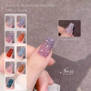 MIANEL 12 ml/pièce Vernis à ongles gel scintillant à l'aspect diamant brisé, style flash automnal 2025. Nouveaux vernis gel rouges brillants, pour ongles blancs, rouges, violets, verts, noirs, sous lampe UV. Fournitures pour manucure, vernis marron, pour Halloween, Noël, usage spécial en salon de beauté.