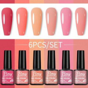 Ensemble de vernis à ongles en gel FTMY de 6 pièces - Kit de vernis à gel de 6 couleurs avec couche de base et couche supérieure mate ou brillante, cadeau pour femmes de la série violette