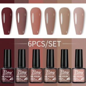 Ensemble de vernis à ongles en gel FTMY de 6 pièces - Kit de vernis à gel de 6 couleurs avec couche de base et couche supérieure mate ou brillante, cadeau pour femmes de la série violette