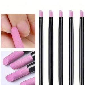 5 pièces Ensemble de stylos de polissage en quartz et céramique pour manucure, éliminateur de peau morte et de cuticules à 45 degrés, pierre ponce, repoussoir de cuticules pour ongles naturels, ongles en gel, fournitures pour ongles, outils pour ongles, outils pour nail art, rentrée scolaire, ongles, outils pour ongles à clipser, outils de manucure et de pédicure
