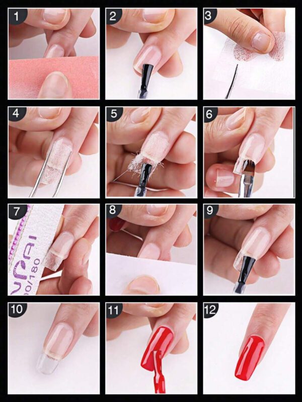 klimonla 10 pièces/boîte Outils d'art pour ongles en fibre, sans formes, pour l'extension, le renforcement et les ongles naturels pour les femmes. Accessoires d'extension d'ongles DIY, fournitures pour ongles, outils pour ongles, outils d'art pour ongles, rentrée scolaire, ongles, outils pour ongles à clipser – Image 12