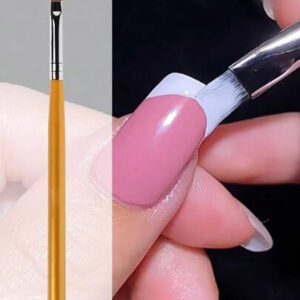1 pièce Pinceau pour ongles français oblique, manche doré, forme de demi-lune, stylo de peinture pour ongles en gel UV, outil de conception de manucure DIY