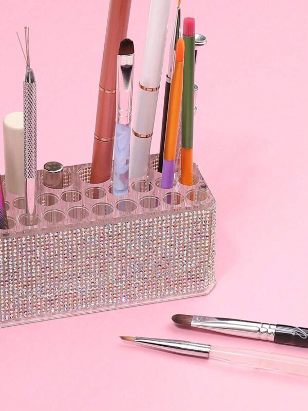 1 pièce Support à stylo pour rangement des ongles en acrylique cristal à 26 trous – Image 8