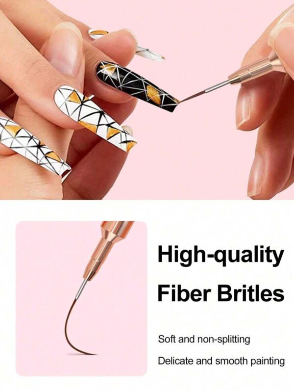 Set de pinceaux professionnels pour la peinture de détails sur les ongles, 5 petits pinceaux pour la conception et la technique de vernis à ongles, avec des lignes fines, des rayures, des pointes aux dimensions 7/9/11/ 15/20 mm, crayon à ongles de longueur de corps fine – Image 18