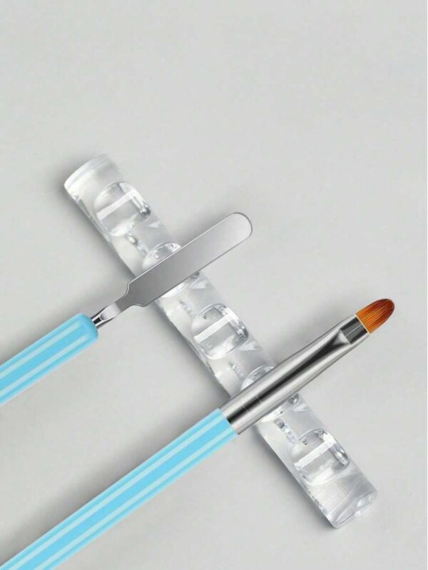 1 pièce Support en acrylique transparent à 5 fentes pour pinceaux à ongles, support multirangs transparent, organisateur de rangement pour outils de peinture des ongles, présentoir pour salon de manucure – Image 7