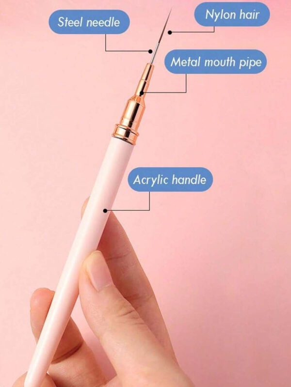 Set de pinceaux professionnels pour la peinture de détails sur les ongles, 5 petits pinceaux pour la conception et la technique de vernis à ongles, avec des lignes fines, des rayures, des pointes aux dimensions 7/9/11/ 15/20 mm, crayon à ongles de longueur de corps fine – Image 33