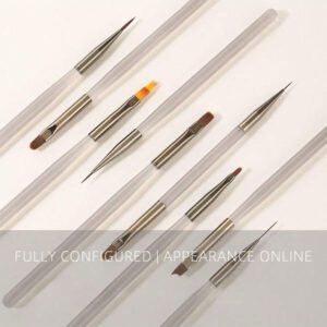 9 pièces Ensemble de pinceaux pour nail art japonais, stylo de peinture professionnelle, pinceau estompé, pinceau pour fleurs, pinceau dégradé, pinceau soufflant, pinceau de thérapie par la lumière, outil spécial