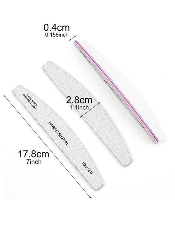 15 pièces/25 pièces/50 pièces Limes à ongles professionnelles en demi-lune avec des bandes de limes à ongles de grains 80/80, 100/180 – Image 7