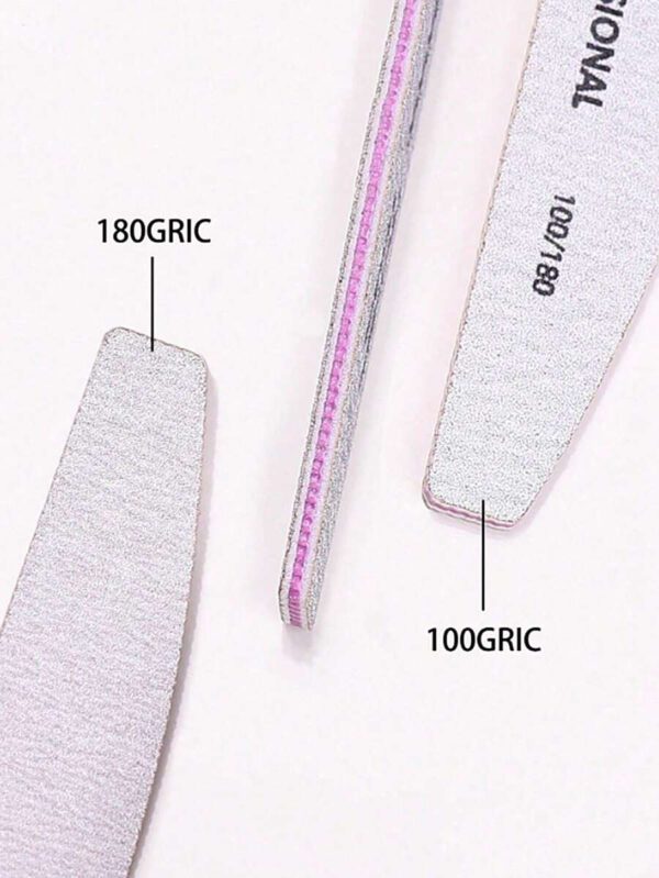 15 pièces/25 pièces/50 pièces Limes à ongles professionnelles en demi-lune avec des bandes de limes à ongles de grains 80/80, 100/180 – Image 8