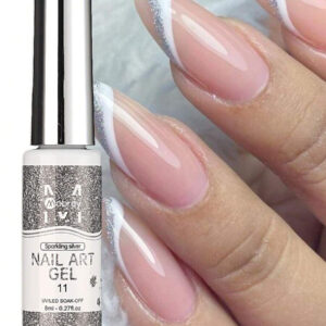 4 pièces Vernis à ongles coloré, vernis à gel à photopolymériser or flash, argent, noir et blanc avec bord de colle peint,coloration de bord pour l'art d'ongle