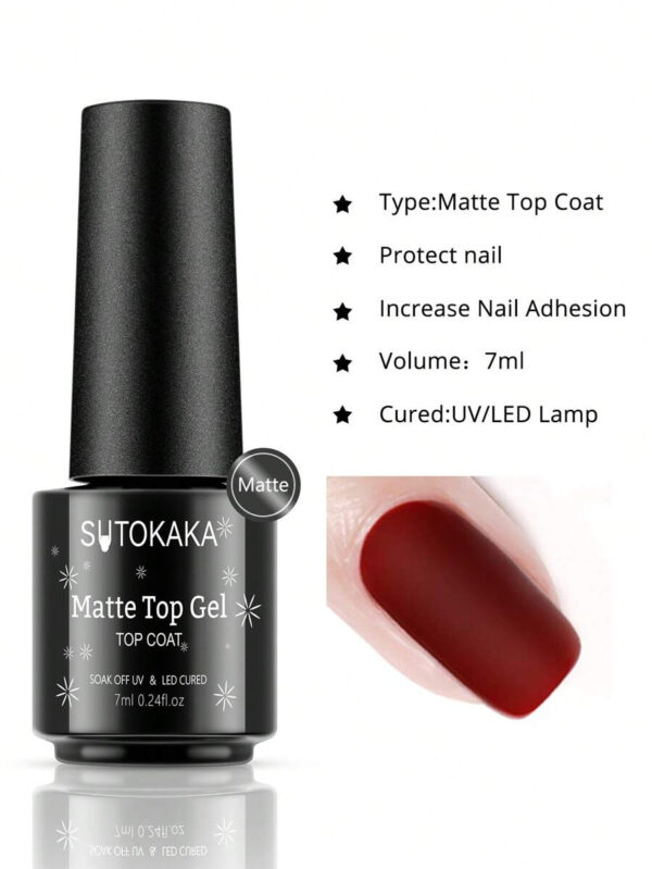 3 Pièces 7 Ml Mat Vernis À Ongles En Gel Uv De Base Et De Finition, Vernis À Ongles Naturel Brillant Élevé De Longue Durée Qui Se Retire Facilement, Pour Manucure De Vernis À Ongles En Gel Uv Led – Image 12