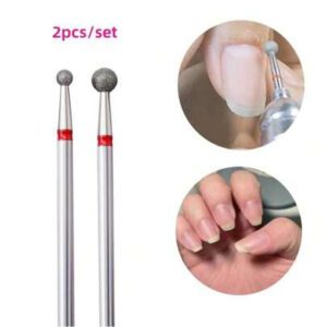 2 pièces Set de forets à bille diamantés, embout de bille 3/32" pour nettoyer la cuticule, pour machine électrique, tête de lime à ongles, de polissage de gel, de manucure et pédicure pour les cuticules (2 pièces)