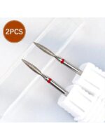 GGJOYO 2 pièces de forets à ongles fins en diamant, forme de flamme, fraises russes pour nettoyer les cuticules, accessoires de manucure électriques pour les ongles – Image 2