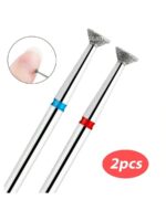 GGJOYO 2 pièces de forets à ongles fins en diamant, forme de flamme, fraises russes pour nettoyer les cuticules, accessoires de manucure électriques pour les ongles – Image 8
