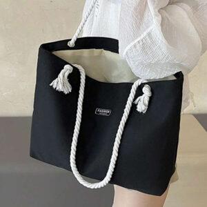 Sac fourre-tout pour femme en nylon de couleur unie, sac à épaule avec grande capacité, design mode minimaliste, polyvalent pour les fêtes et les tenues de ville décontractées