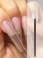 1 pièce Pinceau à ongles en forme de demi-lune avec tête inclinée, manche noir, pour peinture en gel UV et acrylique, outils de manucure DIY – Image 2