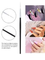 1 pièce Pinceau à ongles en forme de demi-lune avec tête inclinée, manche noir, pour peinture en gel UV et acrylique, outils de manucure DIY – Image 4