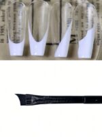 1 pièce Pinceau à ongles en forme de demi-lune avec tête inclinée, manche noir, pour peinture en gel UV et acrylique, outils de manucure DIY – Image 8
