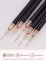 1 pièce Pinceau à ongles en forme de demi-lune avec tête inclinée, manche noir, pour peinture en gel UV et acrylique, outils de manucure DIY – Image 14