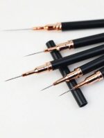 1 pièce Pinceau à ongles en forme de demi-lune avec tête inclinée, manche noir, pour peinture en gel UV et acrylique, outils de manucure DIY – Image 15