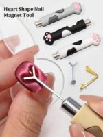 Beautizon Nailartlab 2 pièces Ensemble d'outils de manucure magnétique en forme de cœur, aimant multifonctionnel en forme de griffe de chat puissant et outil magnétique en forme de cœur en Y pour effet œil de chat 5D, convient pour les accessoires de salon de manucure, fournitures pour ongles, outils de manucure, outils d'art pour les ongles, retour à l'école, ongles, outils pour les faux ongles, outils de manucure et de pédicure