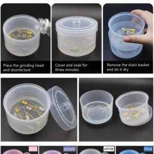 Boîte de désinfection pour foret à ongles carrée avec couche de filtre, plateau de trempage et de désinfection pour outils de manucure, récipient de nettoyage de manucure professionnel pour salon de beauté