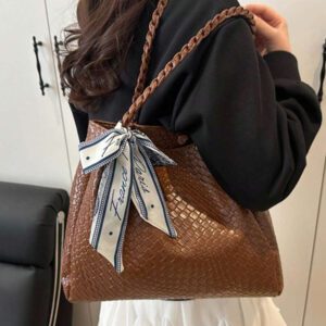 Nouveau sac à main d'épaule grande capacité à la mode pour l'été 2025, sac fourre-tout pour le travail, avec écharpe offerte (la couleur de l'écharpe est livrée au hasard)