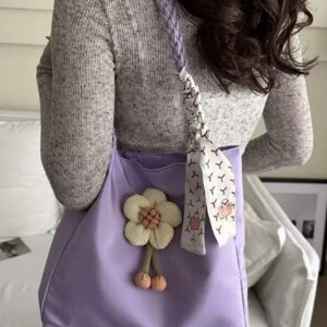Sac bandoulière tissé à la mode, couleur unie, joliment décoré de fleurs, avec foulards. Idéal pour le shopping, les portefeuilles, les courses, les jeunes femmes, les étudiantes, les nouveaux arrivants et les cols blancs. Idéal pour le bureau, l'université, le travail, les affaires, les déplacements domicile-travail, les activités de plein air, les voyages et les sorties.