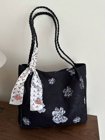1 pièce Sac fourre-tout à l'épaule imprimé grande capacité de mode pour femme, convient pour toutes les saisons
