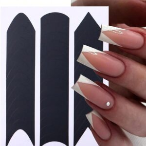 6 Pièces/set Autocollants De Crayon D'art À Ongles À Pointe Française Pour Homme, Manucure, Ligne Ondulée, Pochoir En Forme D'ongle En Bande, Autocollants Décoratifs De Pochoir Creux