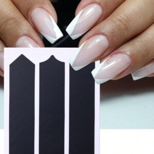 6 Pièces/set Autocollants De Crayon D'art À Ongles À Pointe Française Pour Homme, Manucure, Ligne Ondulée, Pochoir En Forme D'ongle En Bande, Autocollants Décoratifs De Pochoir Creux
