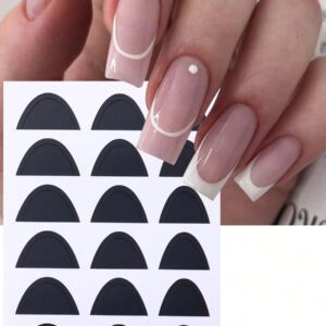 6 Pièces/set Autocollants De Crayon D'art À Ongles À Pointe Française Pour Homme, Manucure, Ligne Ondulée, Pochoir En Forme D'ongle En Bande, Autocollants Décoratifs De Pochoir Creux