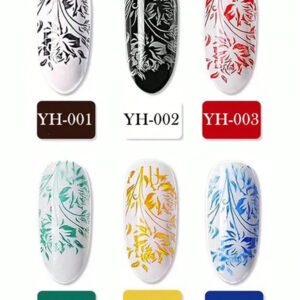 Ensemble De Gel De Tampon De Vernis À Ongles Coloré Avec 6 Pièces Comprenant Vernis À Ongles Noir, Blanc, Vert, Rouge, Bleu Et Jaune, Plaques De Tampon De Motif D'ongle, Vernis À Transfert, Peinture De Tampon De Vernis À Ongles Et Outils D'accessoires De Manucure