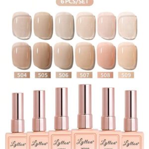 LYTTOA LYTTOA 6 pièces/set Rouge Vernis à ongles gel de Noël Kits Couleur unie Paillettes Noir Blanc Rouge Trempage hors UV Semi-permanent Vernis à ongles Art des ongles 15 ml